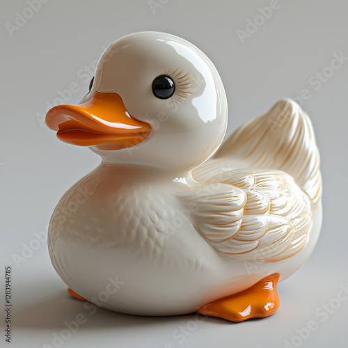 Glossy ceramic white duck isolated on white background - Generative AI