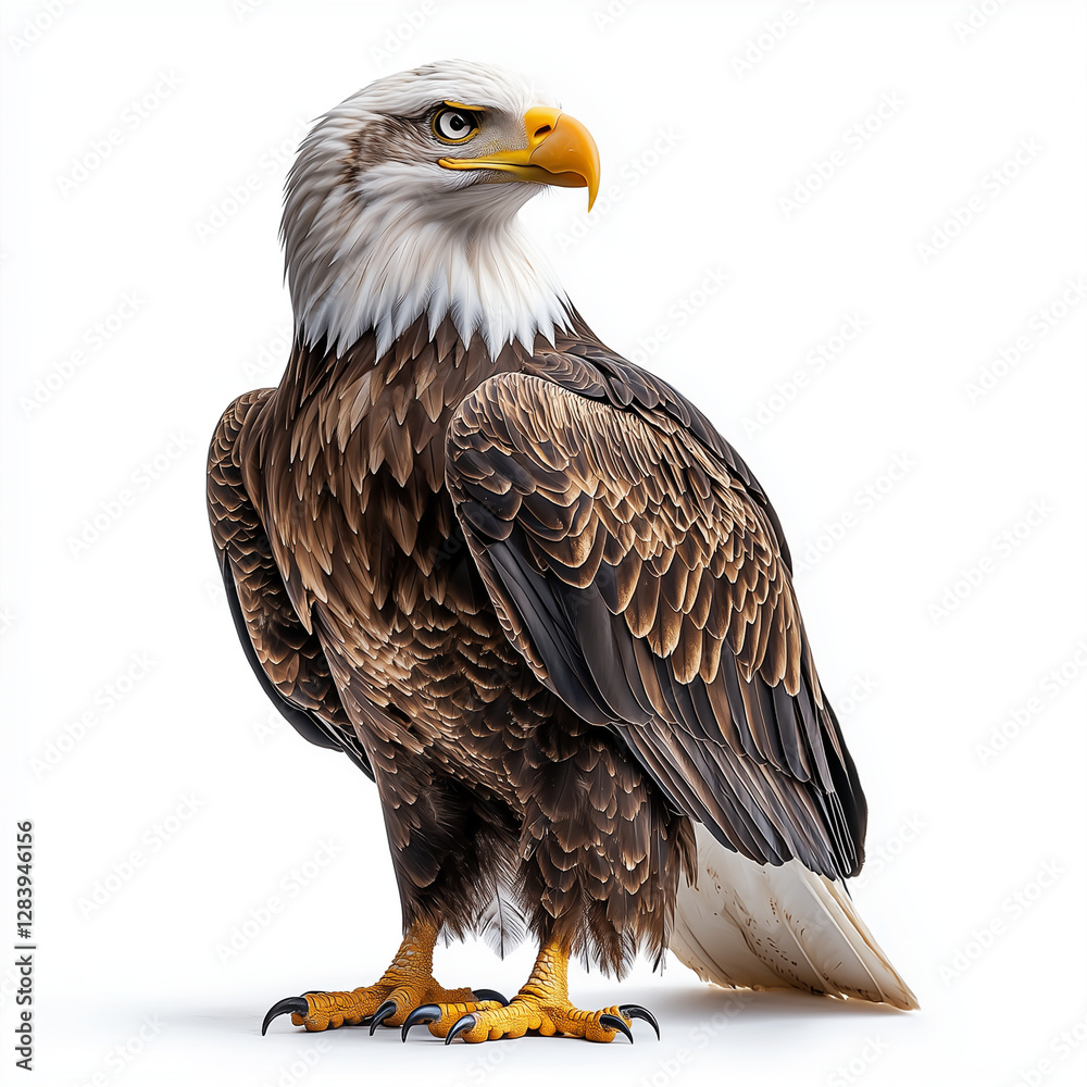 Obraz premium Side view eagle isolated on white background - Generative AI