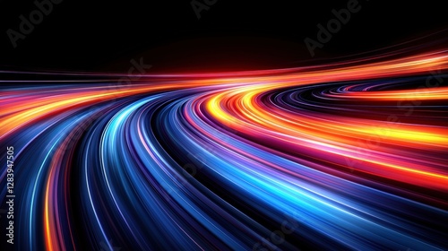 Vibrant colorful light streaks forming a dynamic and energetic display against a dark background