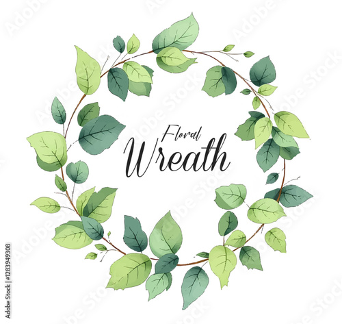 Eucalyptus Wreath, Eucalyptus Clipart, Watercolor Clipart, Greenery Wreath, Botanical Wreath, Green Leaves, Wreath Clipart,Digital Clipart
