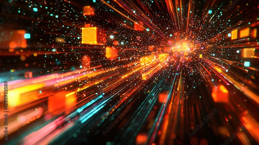 Naklejka premium Vibrant and colorful abstract background filled with various shapes and patterns for creative designs