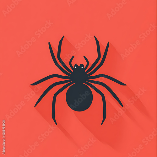 Black spider on red background.