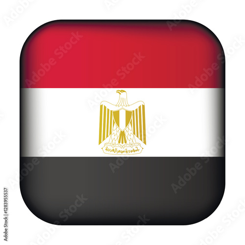 Glass light ball with flag of Egypt. Round sphere, template icon. National symbol. Glossy realistic ball, 3D abstract vector illustration highlighted on a white background. Big bubble.