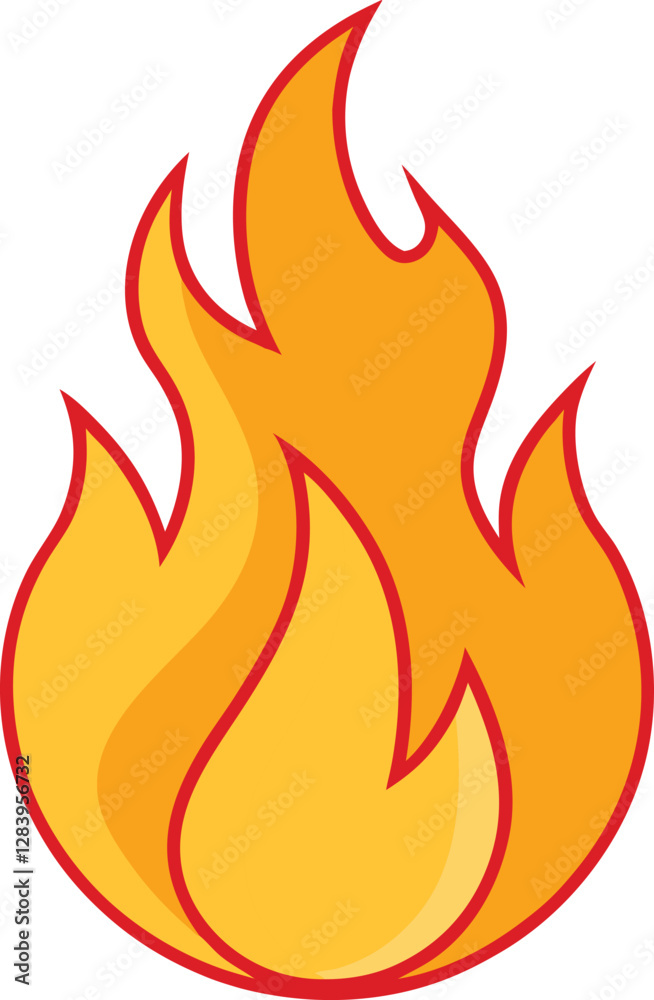 Wildfire fire vector element isolated on white background. Flame body with bright orange blazing tongues vector illustration. Wildfire fire vector element isolated on white background. Flame body with bright orange blazing tongues vector illustration.
