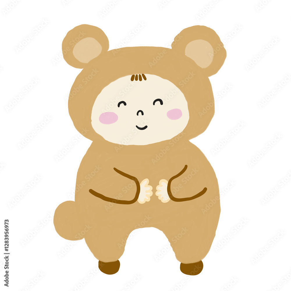 クマの着ぐるみを着た赤ちゃん 手書きのイラスト クリップアート png クマの着ぐるみを着た赤ちゃん 手書きのイラスト クリップアート png