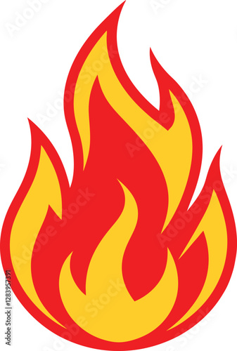 High quality vector fire flame clipart illustration design. Vector wildfire and red hot and yellow bonfire, animated flame. Spicy food symbol flat vector icon for apps and websites.
