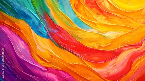 Vibrant colorful swirling abstract waves of painted beautiful artistry