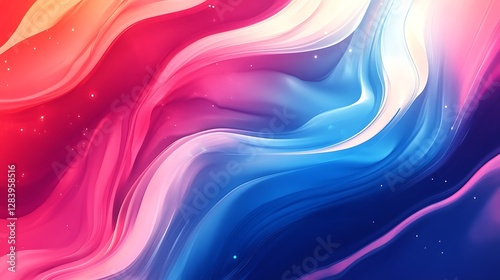 Colorful Abstract Fluid Waves with Shining Particle Decorations
