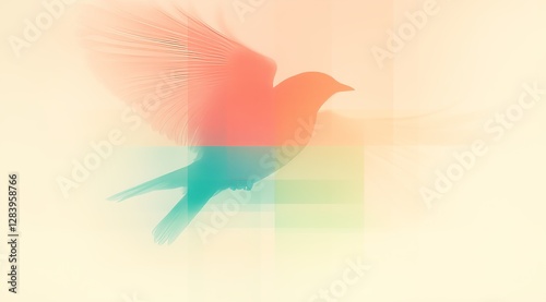 Minimalist Bird in Flight with Soft Pastel Gradients
