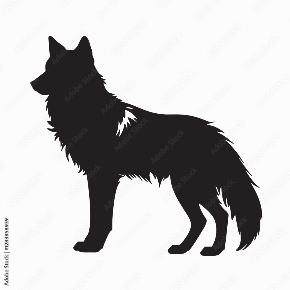 Fototapeta premium Arctic Wolf Silhouette Perched on Rocky Outcrop