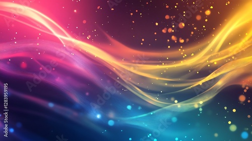A colorful background with glowing abstract lines and sparkling highlights