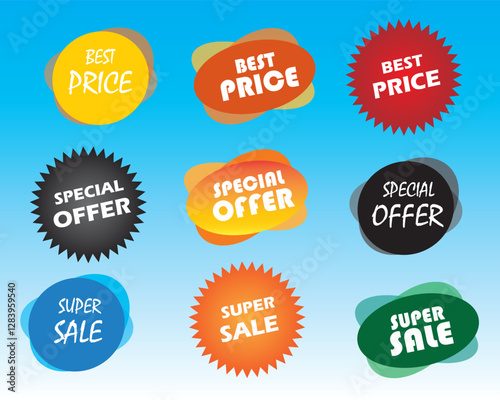 discount and promotional designs, banners, and advertisements best price, super sale, special offer tags design
