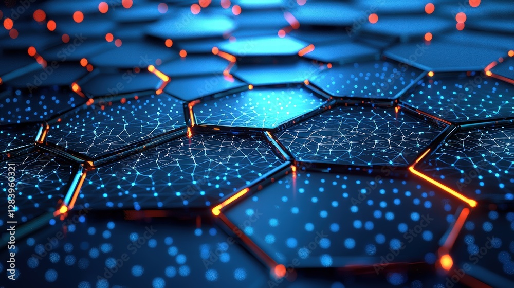 Fototapeta premium Simple yet striking hexagon shape set against a bright blue background enhancing its visual impact