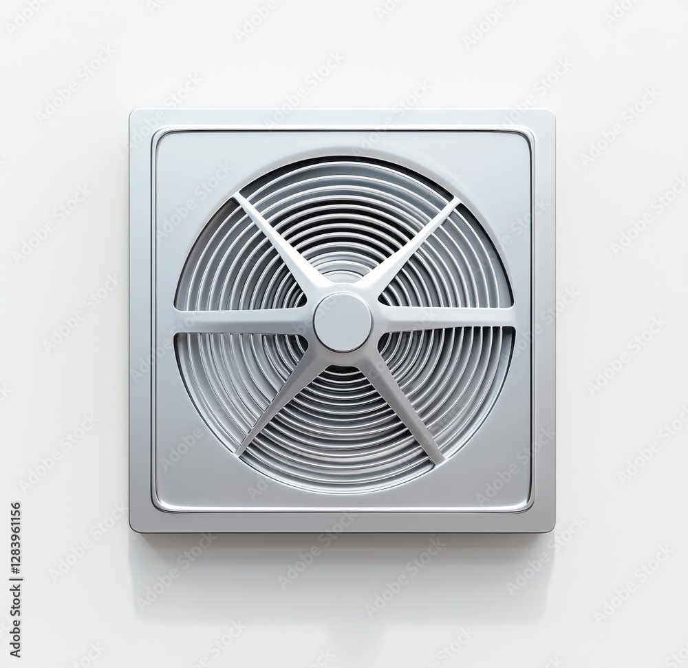 Square vent fan, wall-mounted, white background, cooling system Square vent fan, wall-mounted, white background, cooling system