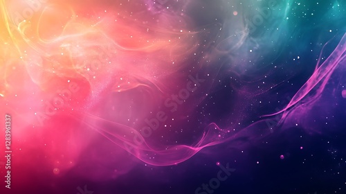 A Colorful Abstract Depiction of Cosmic Space and Galaxies