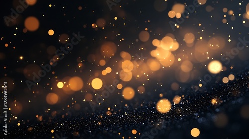 Sparkling golden bokeh lights shimmer against a dark background beautifully