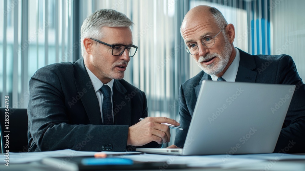 Financial review meeting between two leaders in modern office business discussion professional environment collaborative viewpoint Financial review meeting between two leaders in modern office business discussion professional environment collaborative viewpoint