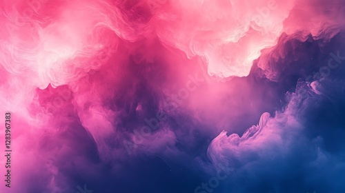 Vibrant colored smoke clouds depict beautiful abstract atmospheric patterns