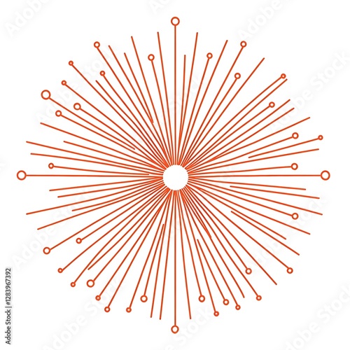 Radiant Orange Sunburst Illustration Minimalistic Design Digital Art Vibrant Aesthetics photo