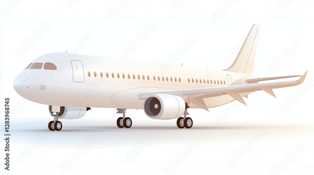 Obraz premium A sleek white airplane stands ready for takeoff, embodying the spirit of modern aviation and travel