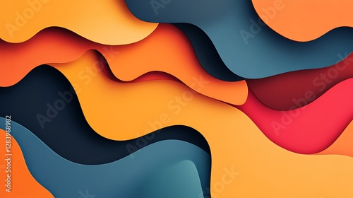 The Abstract Art is Colorful and Resembles Flowing Waves