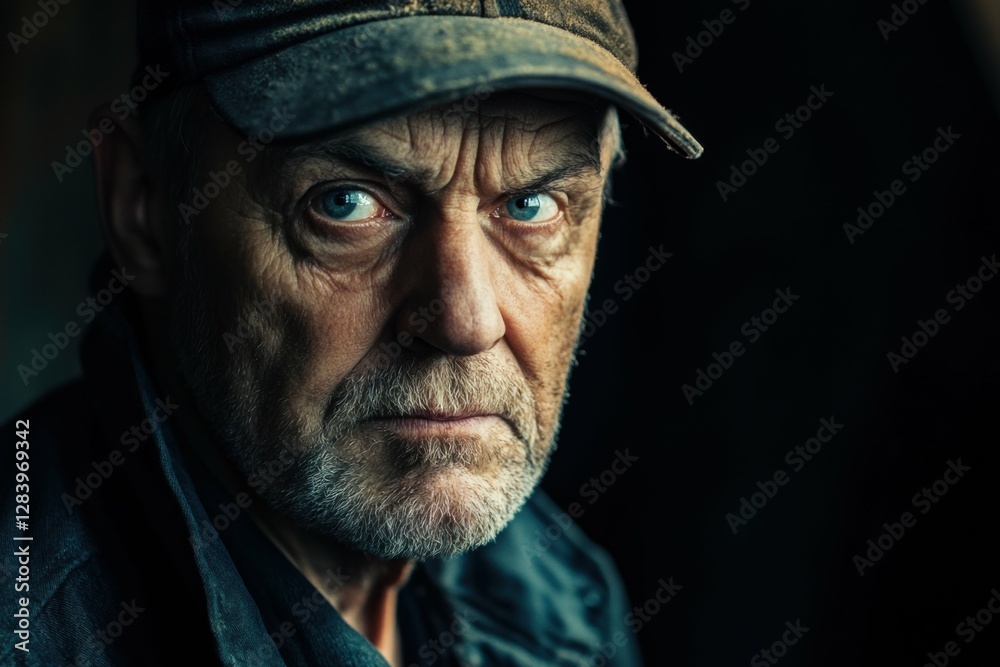 portrait of a miner with a determined expression, rugged industrial background, warm natural lighting, authentic and professional atmosphere portrait of a miner with a determined expression, rugged industrial background, warm natural lighting, authentic and professional atmosphere