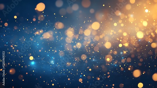 Golden and blue bokeh light effect on dark background