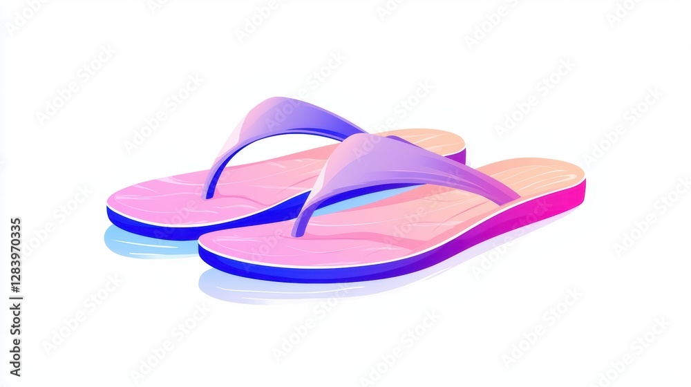Colorful flip-flops with a gradient design, perfect for a sunny day at the beach Colorful flip-flops with a gradient design, perfect for a sunny day at the beach