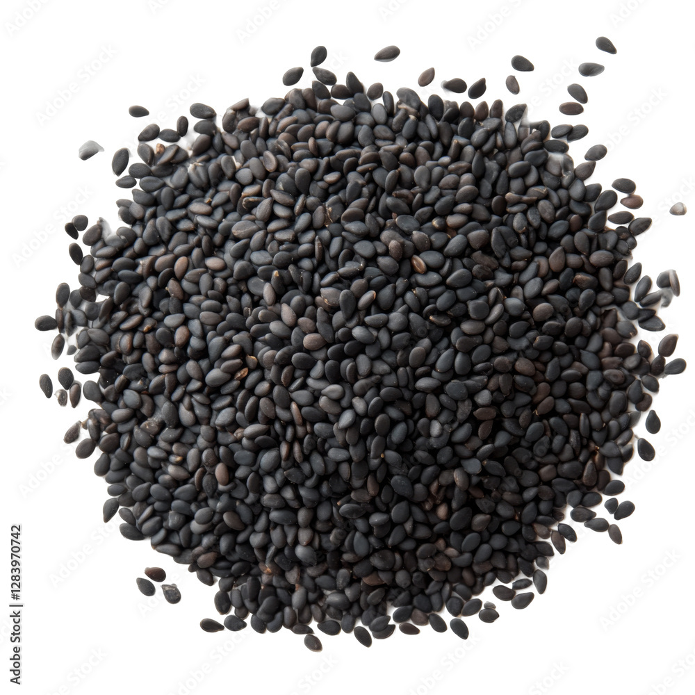 Black sesame seeds on transparency background png format natural food photography white Black sesame seeds on transparency background png format natural food photography white