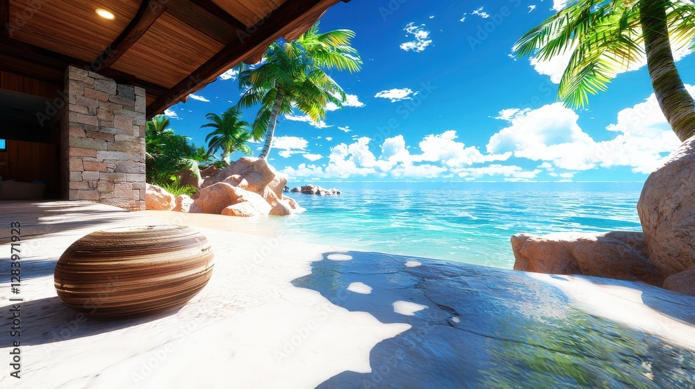 Obraz premium Tropical Paradise with Stunning Ocean View,holiday summer 2025 concept