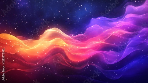 Colorful swirling ethereal nebula with stardust and a dark background