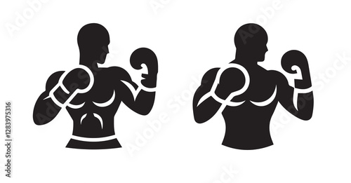 Boxing athlete masculine man silhouette isolated on transparent white background
