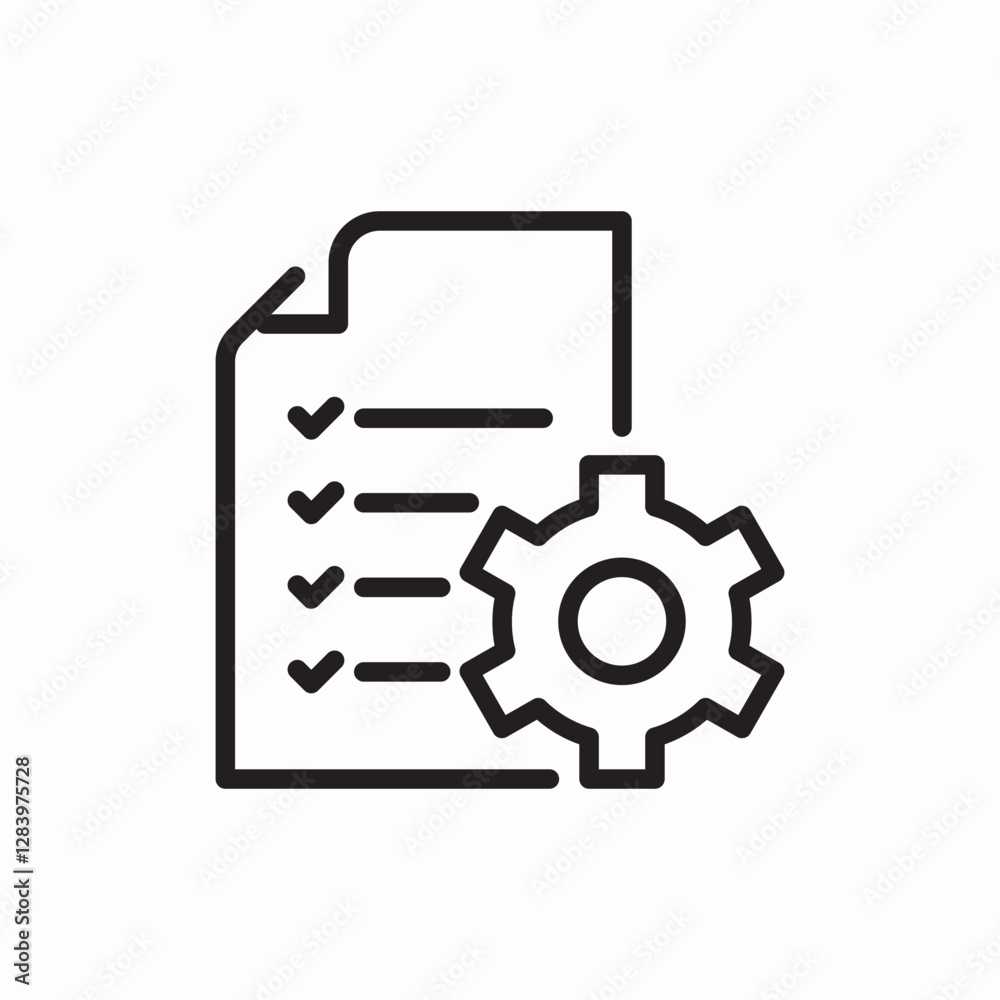 document settings gear icon vector sign document settings gear icon vector sign
