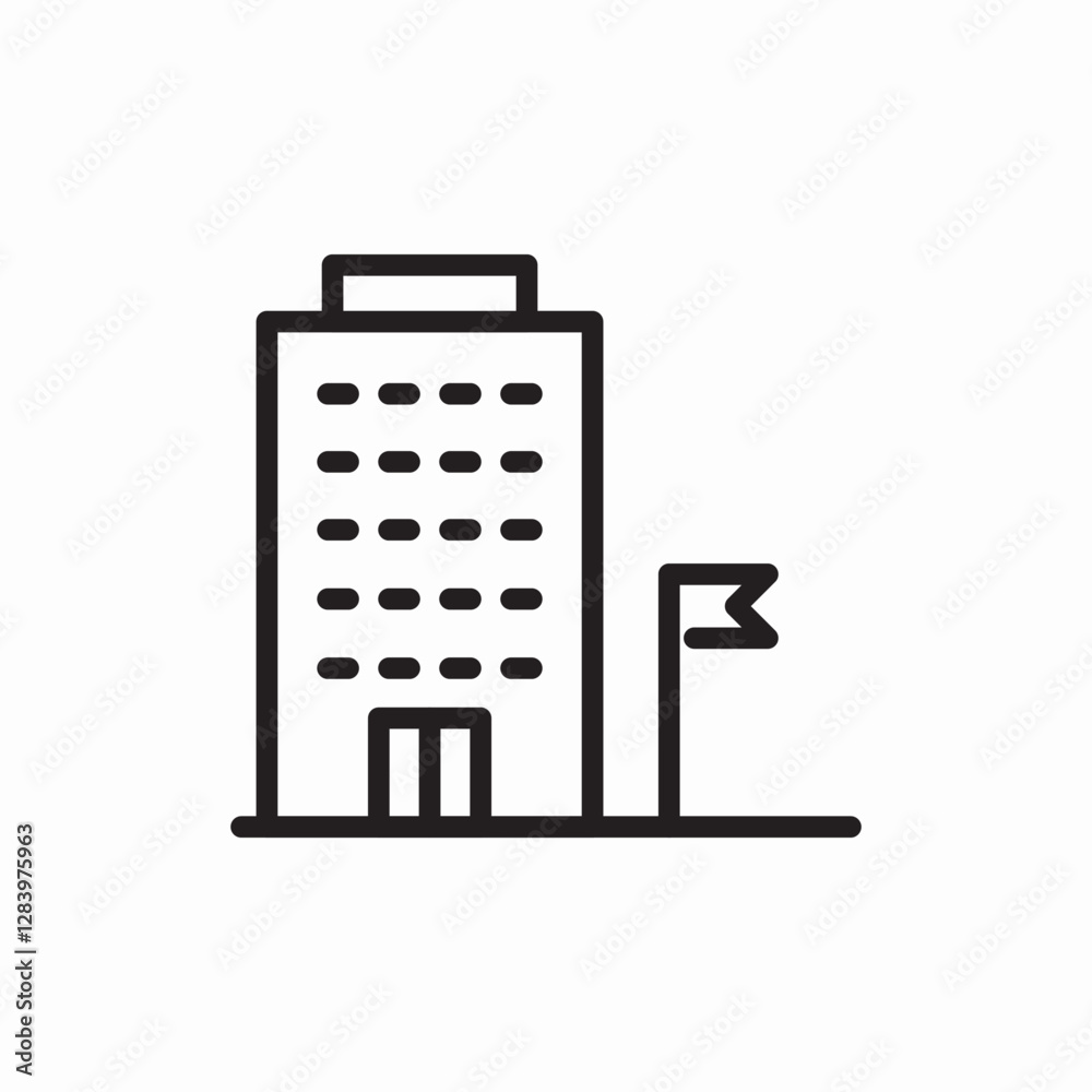 building flag office icon vector sign building flag office icon vector sign