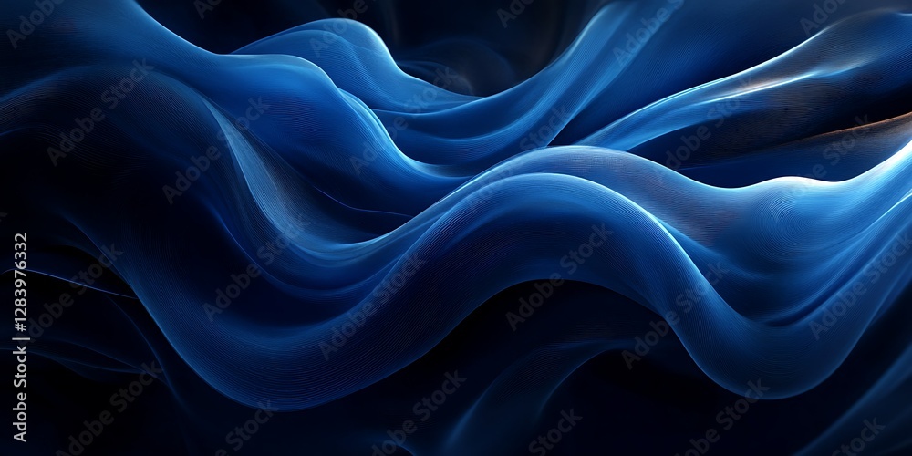 Fototapeta premium Abstract Blue Fabric Flowing, Dynamic Texture, Design Concept, Background