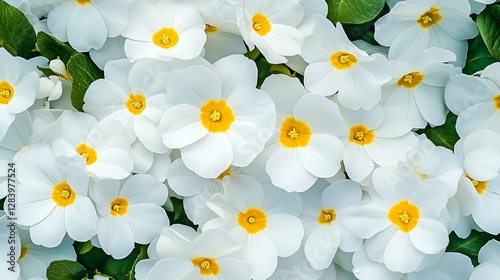 Close-Up View of Delicate White Primroses in Springtime Bloom AI Generated