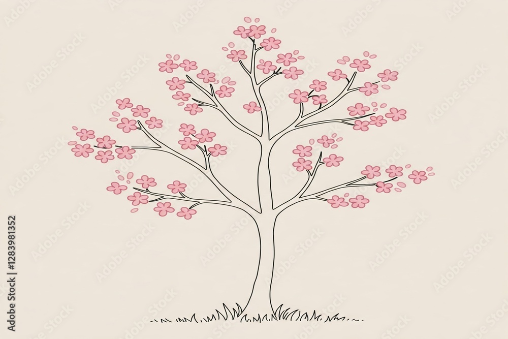 Cherry Blossom Tree Illustration Cherry Blossom Tree Illustration