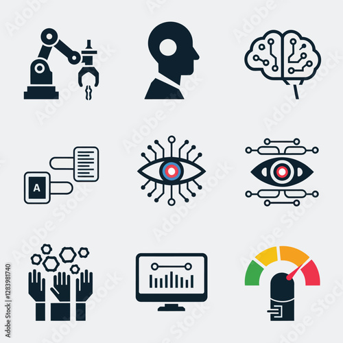 vector Artificial Intelligence model Robot  with ai info-graph design help in business
