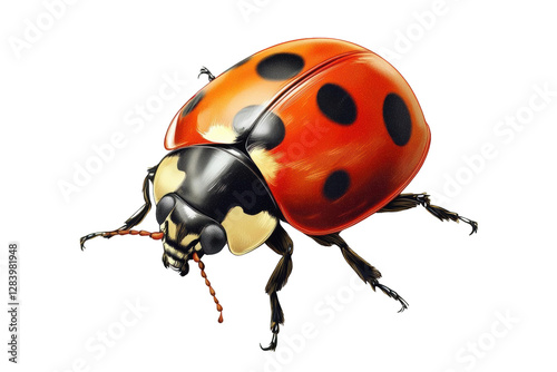 A Detailed Look at a Ladybug's Transparent Wings,  Its Complex Design and Beauty