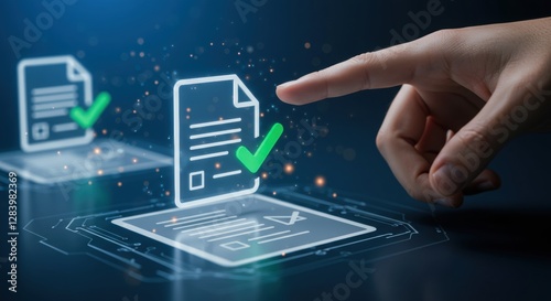 Digital Document Approval with Electronic Signature and Green Check Mark