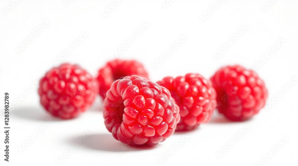 Fresh Red Isolated Macro Raspberry on White Background, Raspberries Fresh Red Isolated Macro Raspberry on White Background, Raspberries