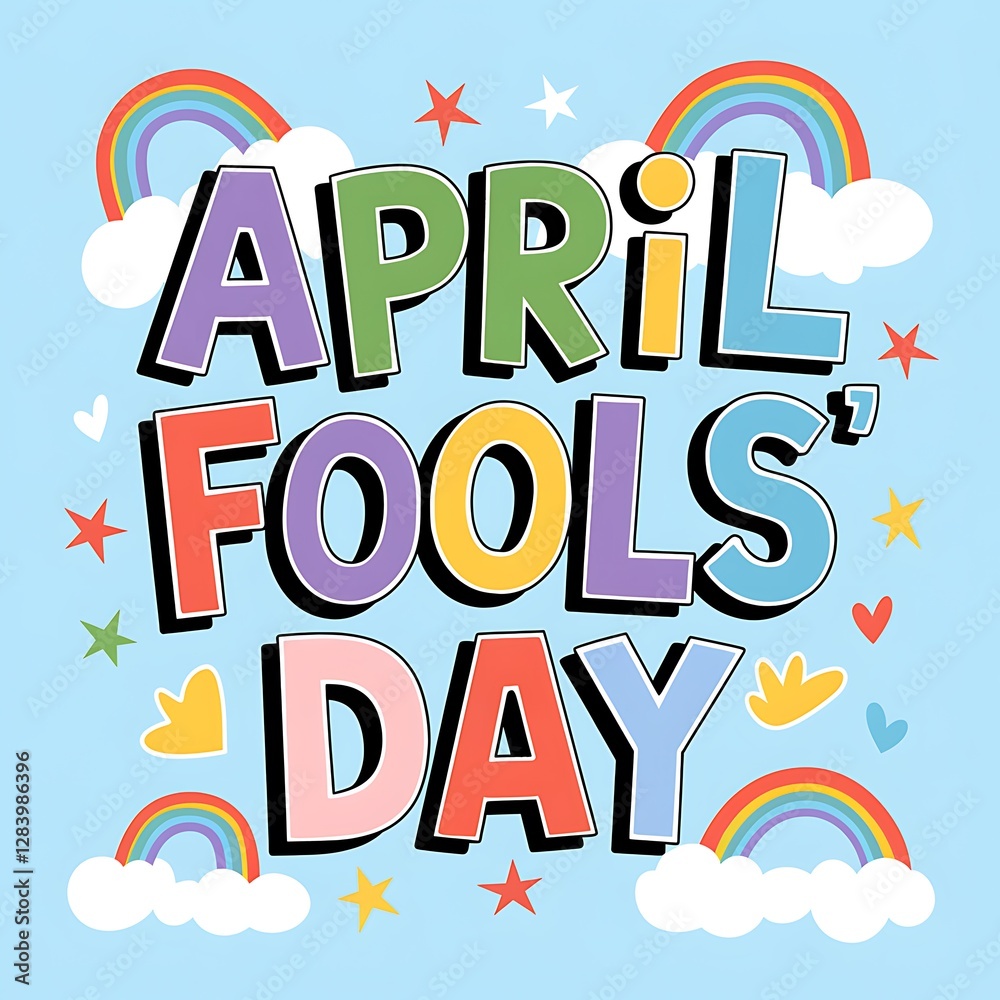 April Fools' Day Comic Burst. April Fools' Day Poster,    Illustration Art. April Fools' Day Banner,

