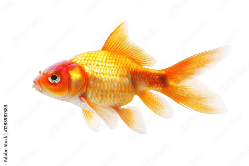 A Transparent Goldfish Swimming Through the Dark, A Symbol of Life in the Water A Transparent Goldfish Swimming Through the Dark, A Symbol of Life in the Water
