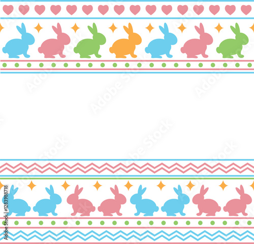 Cute hand drawn easter bunnies horizontal seamless pattern, easter doodle background, great for textiles, banners, wallpapers, wrapping - vector design