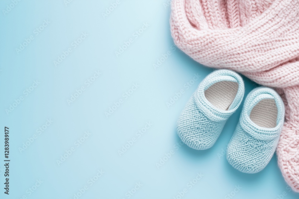 Niedliche Babyaccessoires mit gestrickten Schühchen und Decke
Niedliche Babyaccessoires mit gestrickten Schühchen und Decke