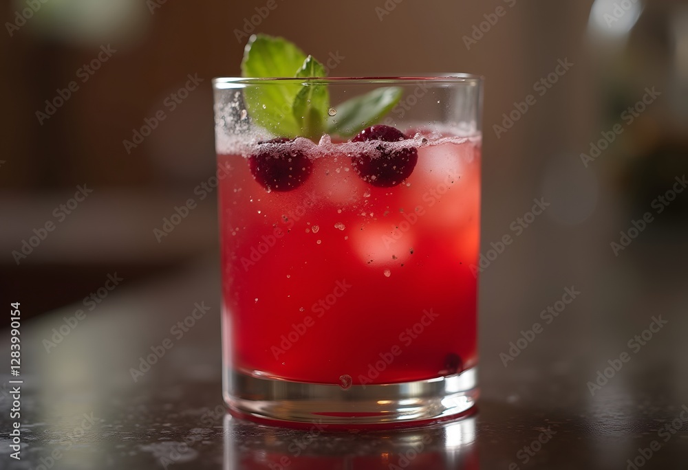 Red cocktail with ice cubes and lemon slice standing on white cube, casting tropical palm leaf shadow on white background
Red cocktail with ice cubes and lemon slice standing on white cube, casting tropical palm leaf shadow on white background