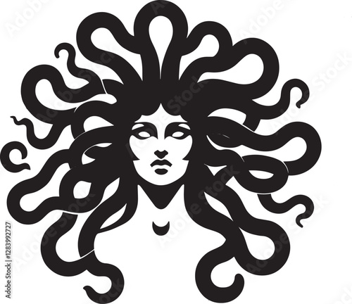 Sketch of graffiti or tattoo Head of Medusa Gorgon, a character from ancient Greek legends