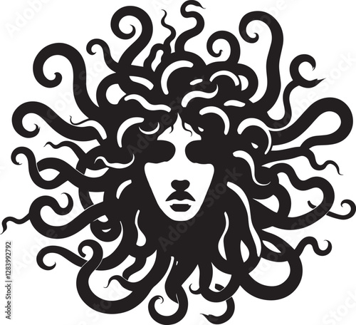 Sketch of graffiti or tattoo Head of Medusa Gorgon, a character from ancient Greek legends