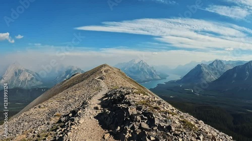view from the summit of Tent Ridge in the Rocky Mountains in Kananaskis, Alberta, Canada photo