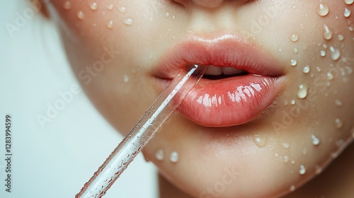 close-up shot of a person sipping from a straw